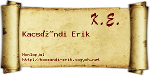 Kacsándi Erik névjegykártya